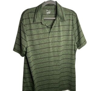 Men's Green Striped Polo Shirt
